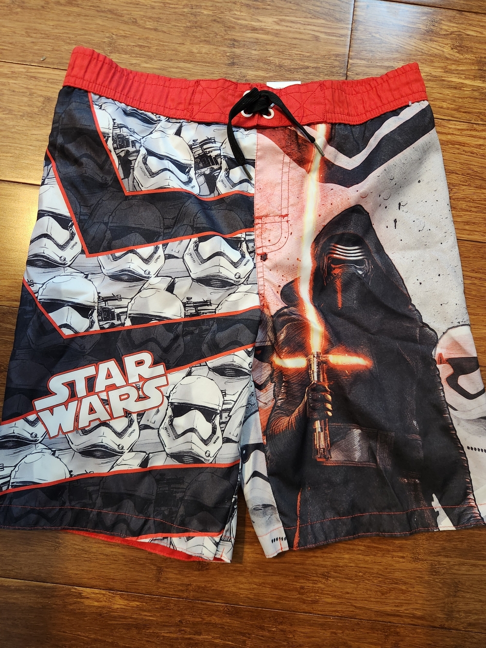 Star Wars Disney Boy's Swim Trunks Swimsuit- Red, Black, White, Size 7